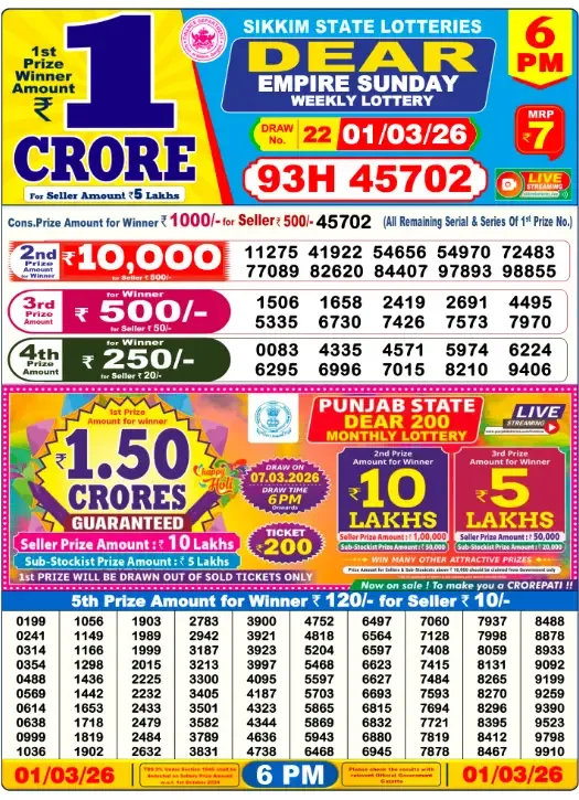 Lottery Result 6PM